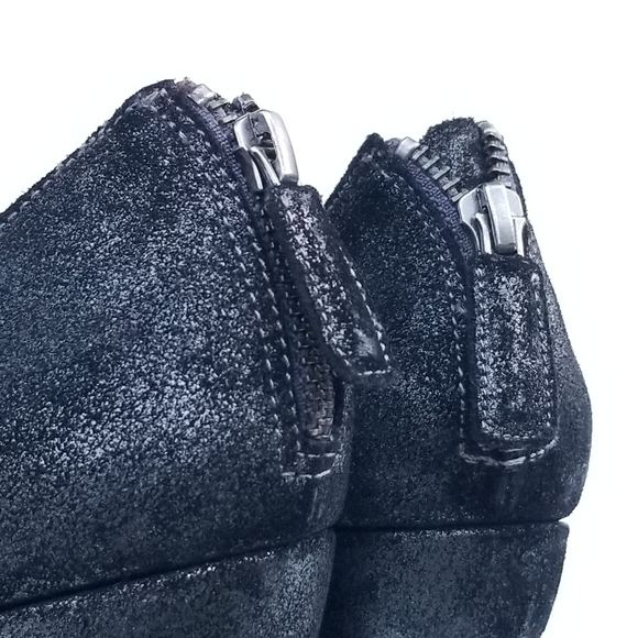 Eileen Fisher Cage Strappy Leather Wedge Sandal Metallic Grey Black Sz 9 - Picture 9 of 13